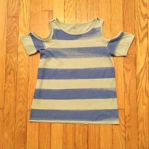 Tea Collection Cool Shoulder Painted Top Blue 10